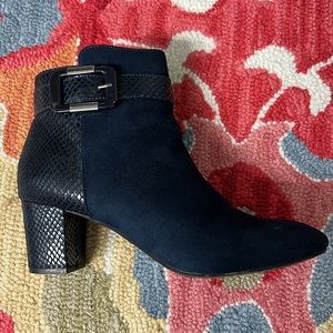 Karen Scott Navy Blue Faux Suede Ankle Boots Booties
